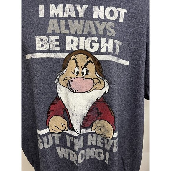 Disney Grumpy Dwarf Blue Gray Graphic T-Shirt XL 50/50 Stretch Relaxed Cotton - Picture 3 of 6